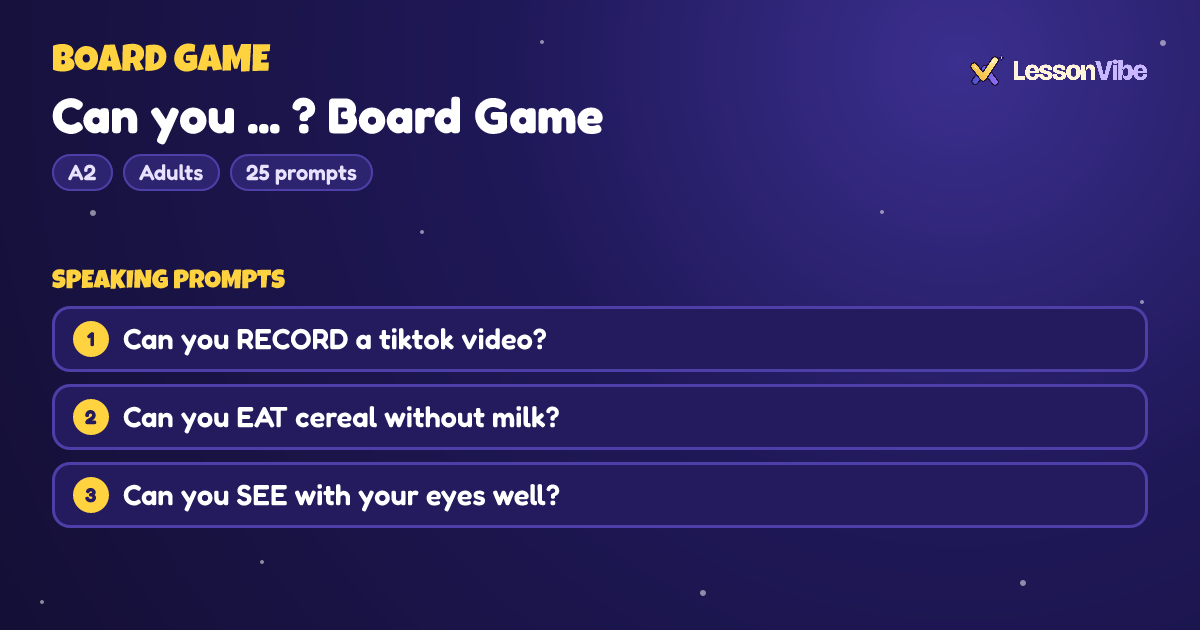 Board Game: Can you ... ? Board Game (A2, Adults, 25 prompts)