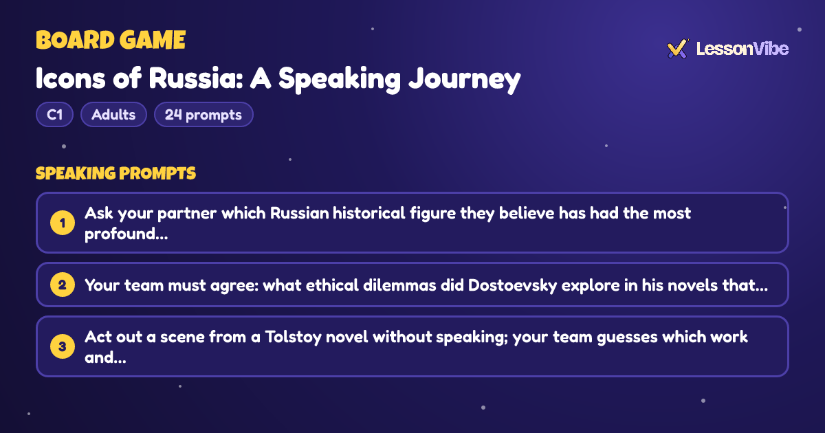 Board Game: Icons of Russia: A Speaking Journey (C1, Adults, 24 prompts)