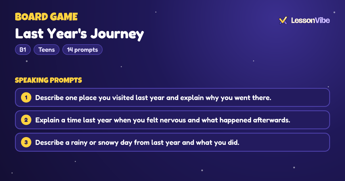Board Game: Last Year's Journey (B1, Teens, 14 prompts)