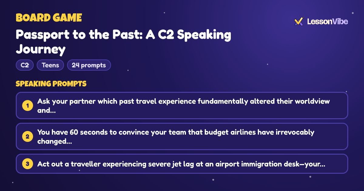 Board Game: Passport to the Past: A C2 Speaking Journey (C2, Teens, 24 prompts)