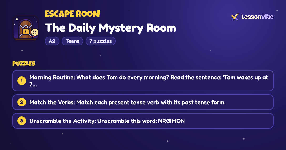 Escape Room: The Daily Mystery Room (A2, Teens, 7 puzzles)