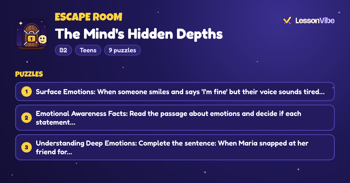 Escape Room: The Mind's Hidden Depths (B2, Teens, 9 puzzles)