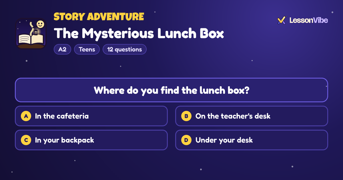 Story Adventure: The Mysterious Lunch Box (A2, Teens, 12 questions)