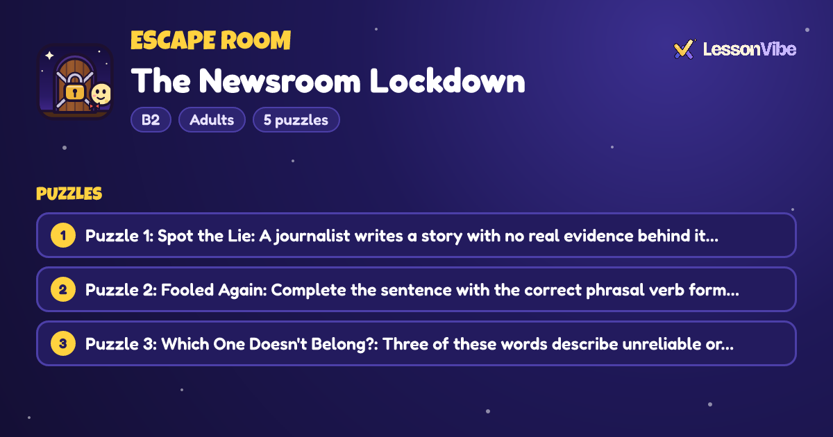 Escape Room: The Newsroom Lockdown (B2, Adults, 5 puzzles)