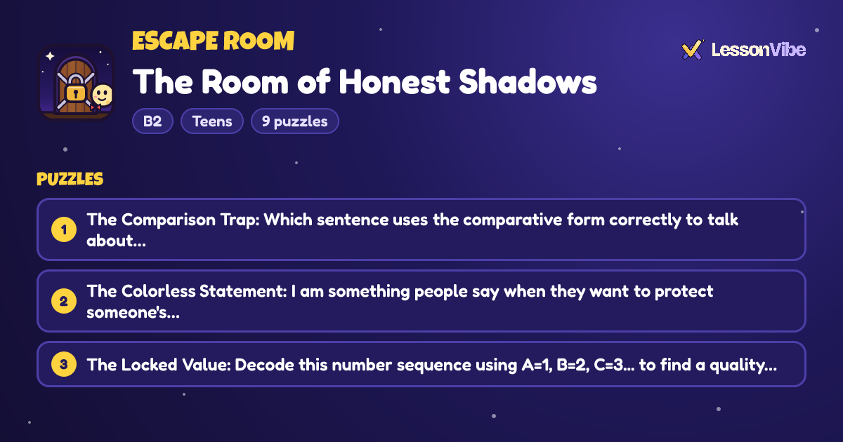 Escape Room: The Room of Honest Shadows (B2, Teens, 9 puzzles)