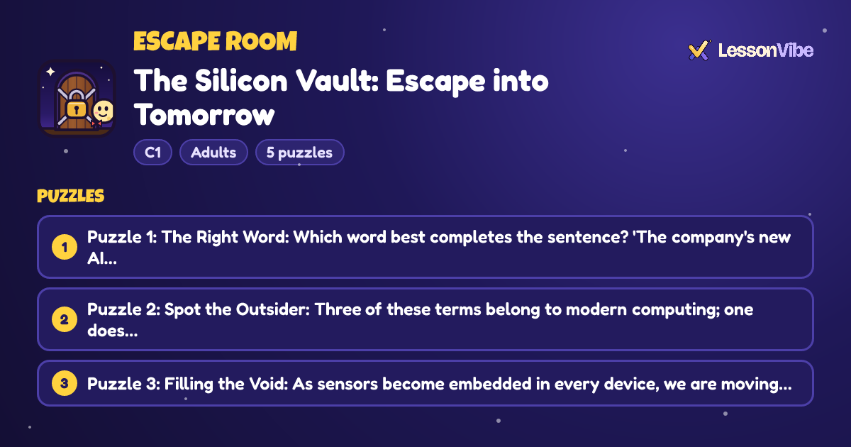 Escape Room: The Silicon Vault: Escape into Tomorrow (C1, Adults, 5 puzzles)