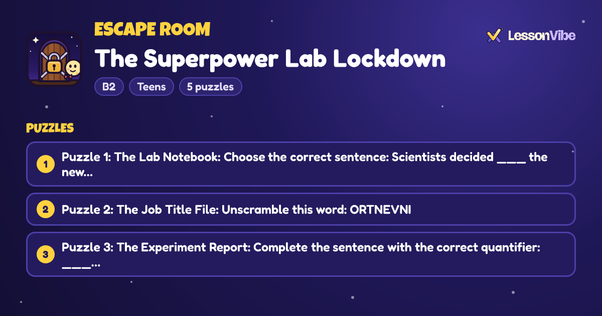 Escape Room: The Superpower Lab Lockdown (B2, Teens, 5 puzzles)