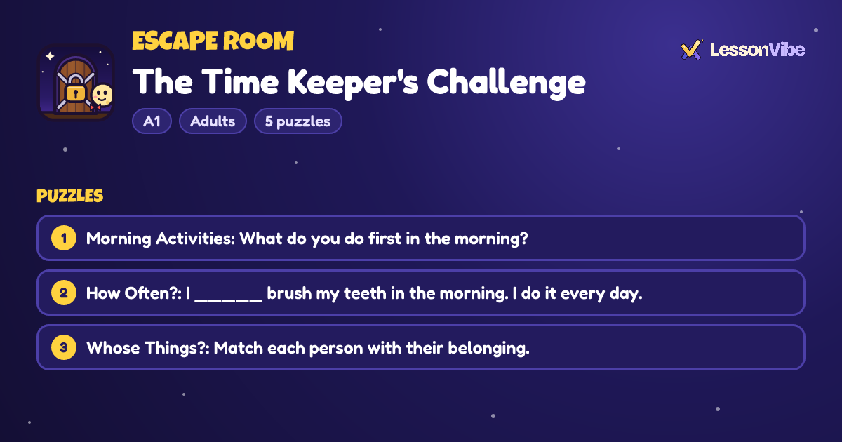 Escape Room: The Time Keeper's Challenge (A1, Adults, 5 puzzles)