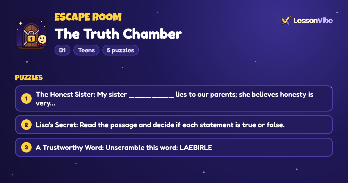 Escape Room: The Truth Chamber (B1, Teens, 5 puzzles)