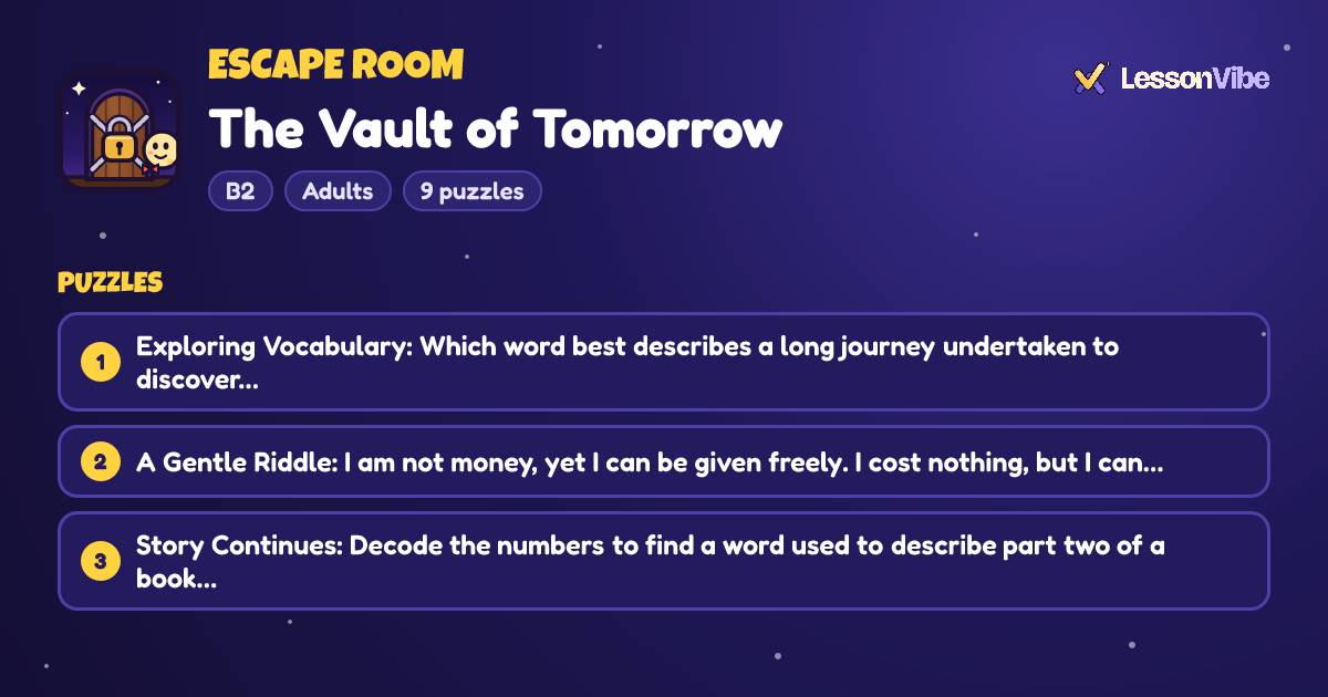 Escape Room: The Vault of Tomorrow (B2, Adults, 9 puzzles)