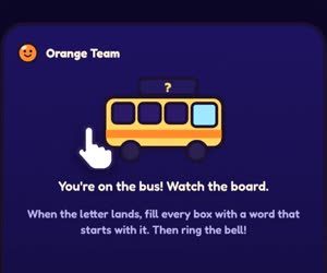 Phone screen: You're on the bus! Watch the board.